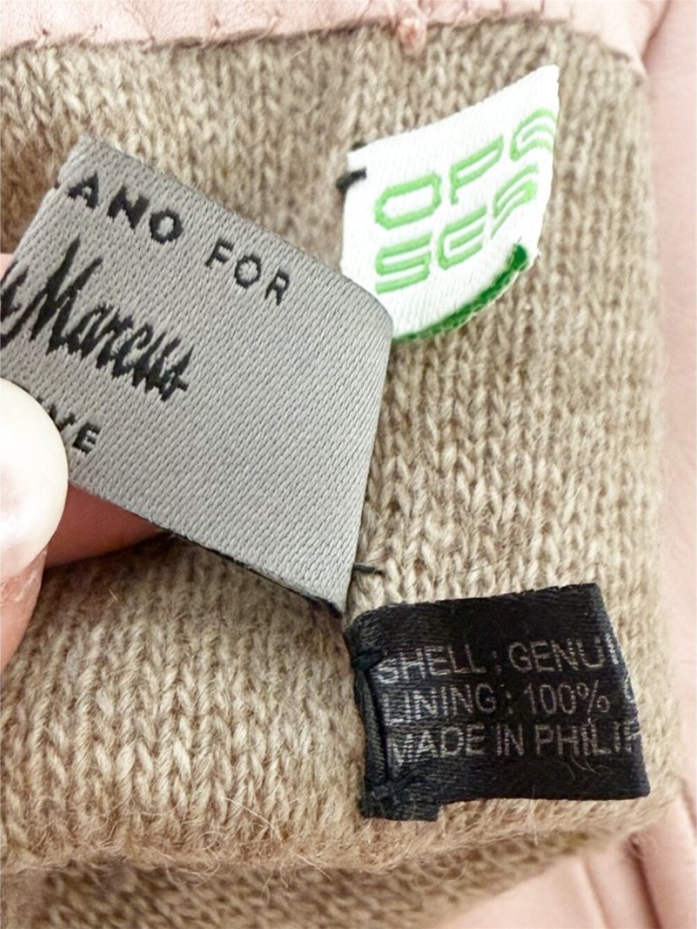 NM Neiman Marcus Ladies Pink Leather Cashmere Lined Gloves 6.5 - Picture 7 of 11